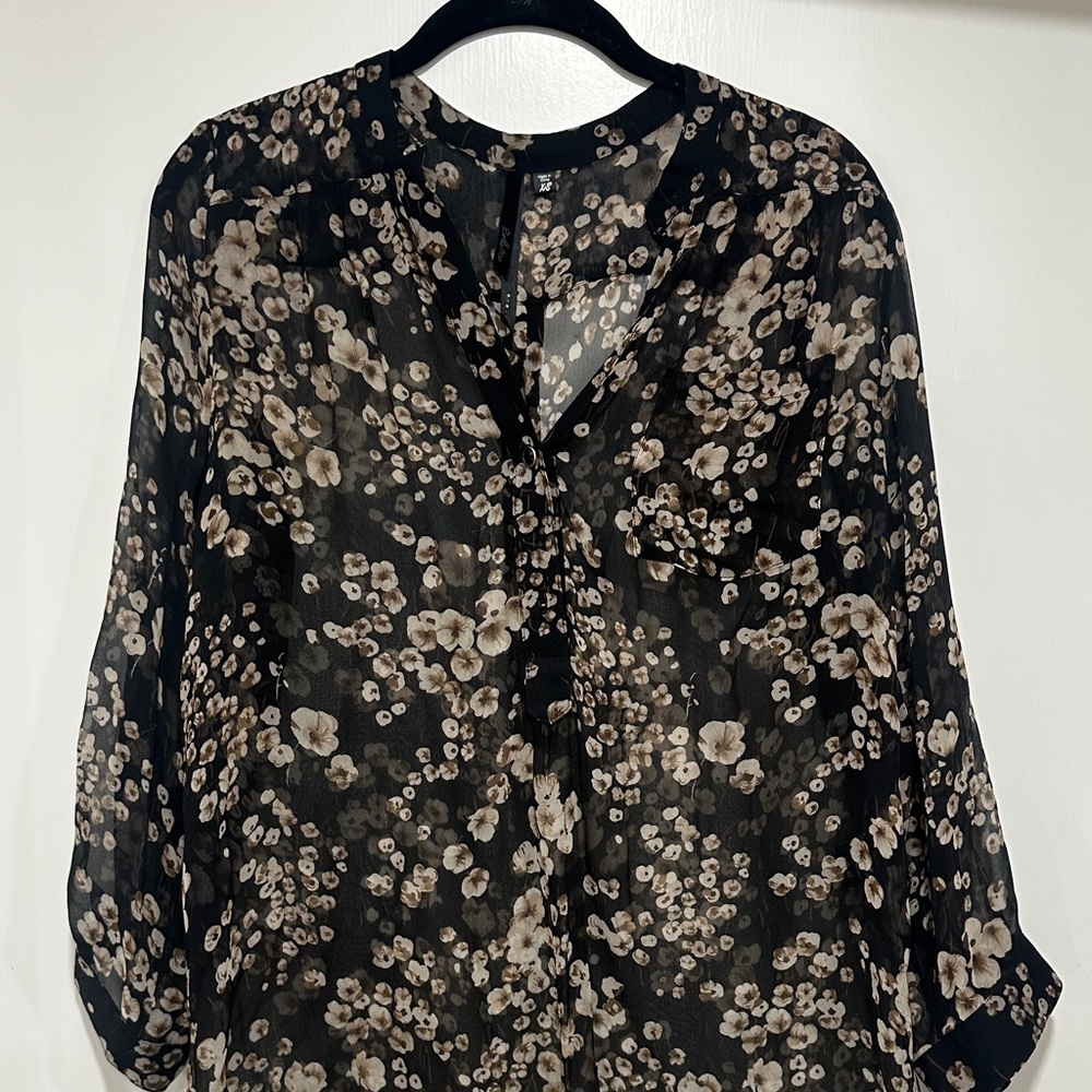Bella Dahl Black Floral Blouse 0029